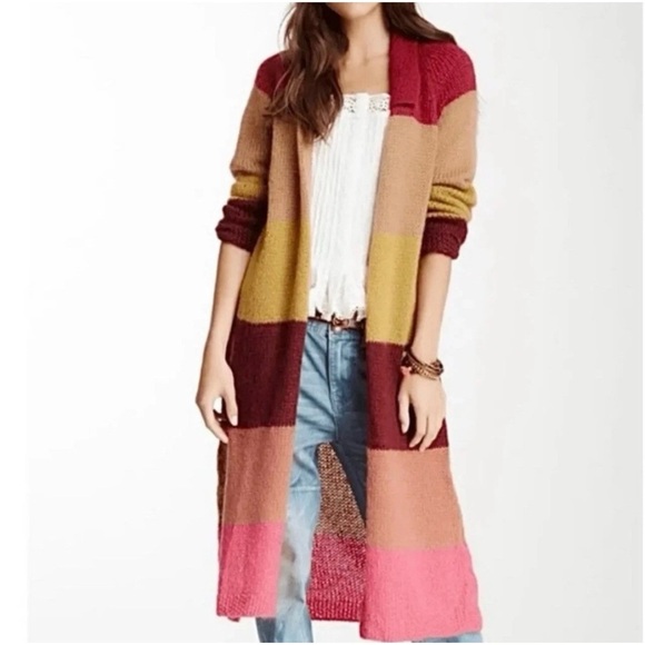 Free People Over The Rainbow Mohair Blend Long Duster Cardigan size small - Picture 2 of 13
